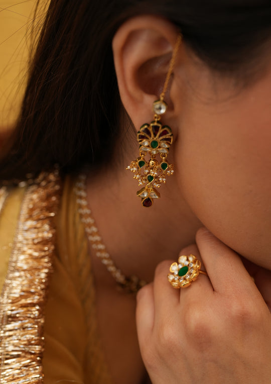 Rangoli Multicolored Earrings with Kanauti
