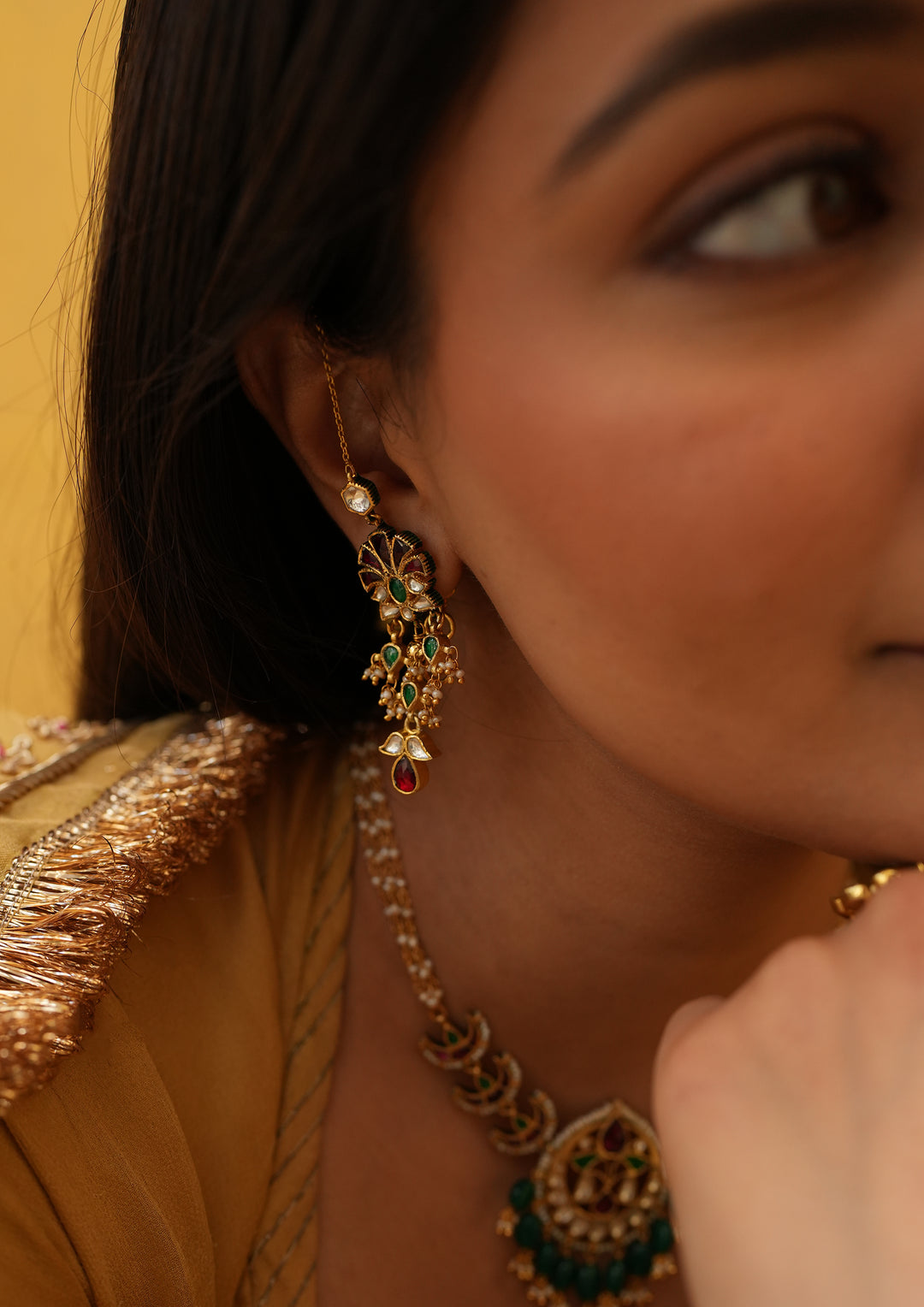 Rangoli Multicolored Earrings with Kanauti