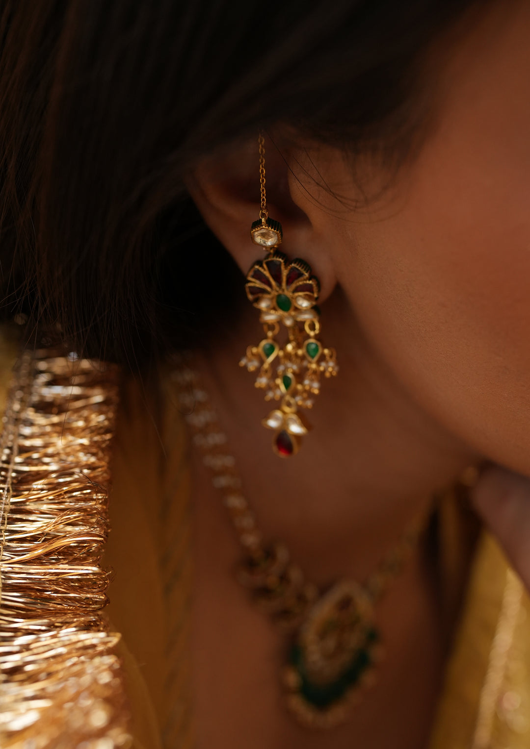 Rangoli Multicolored Earrings with Kanauti