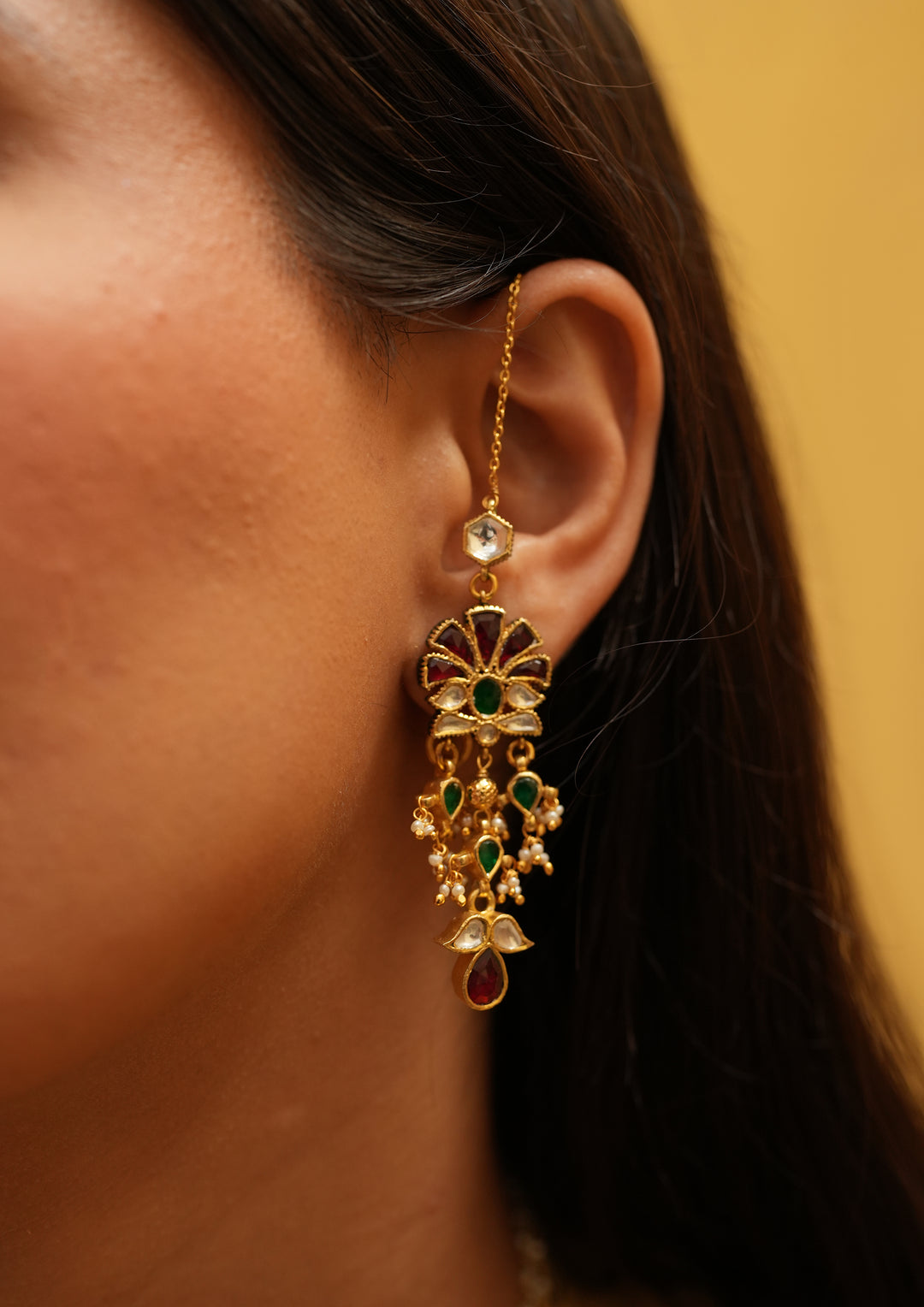 Rangoli Multicolored Earrings with Kanauti