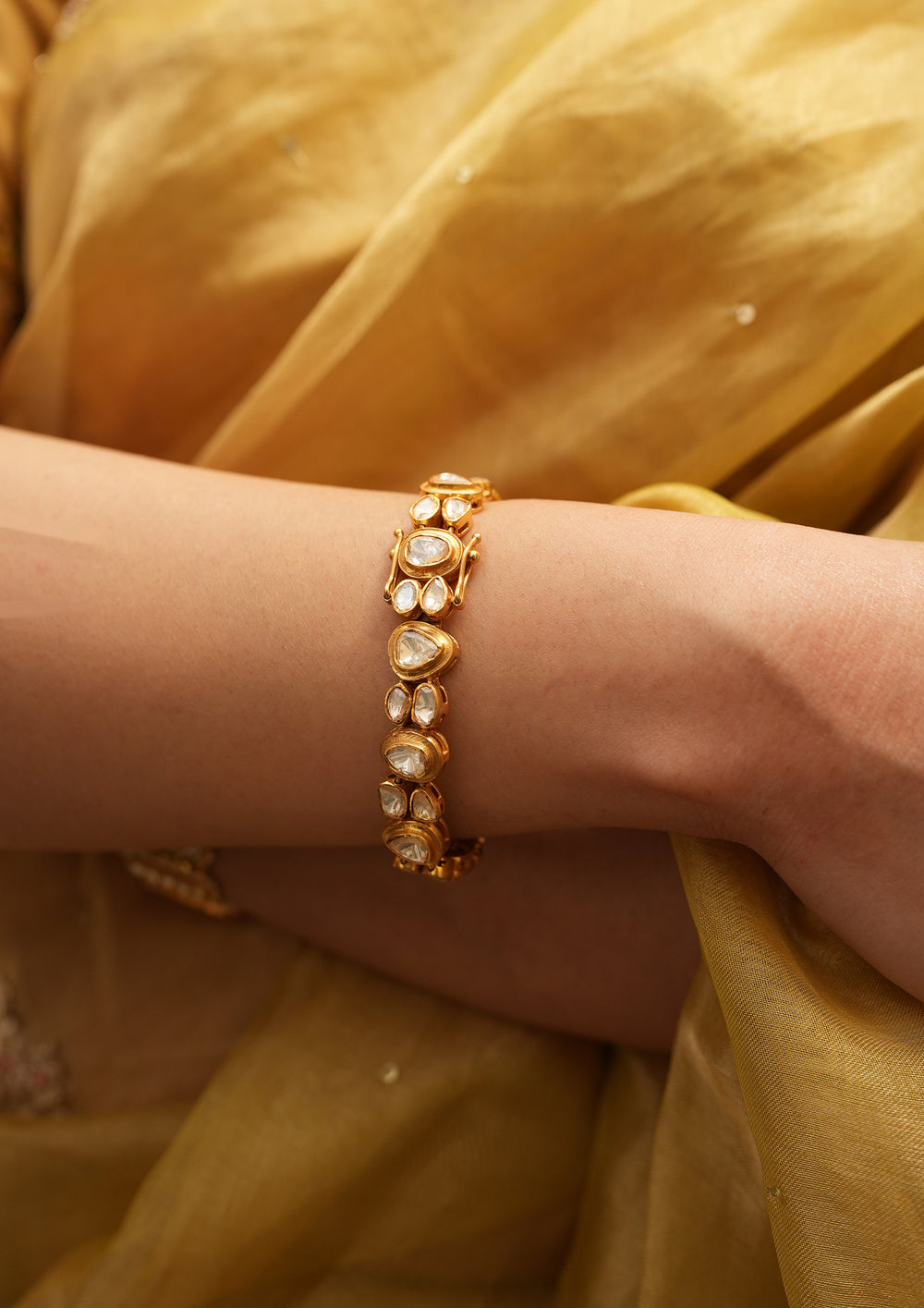 Sterling Silver Pushpanjali Polki Bracelet