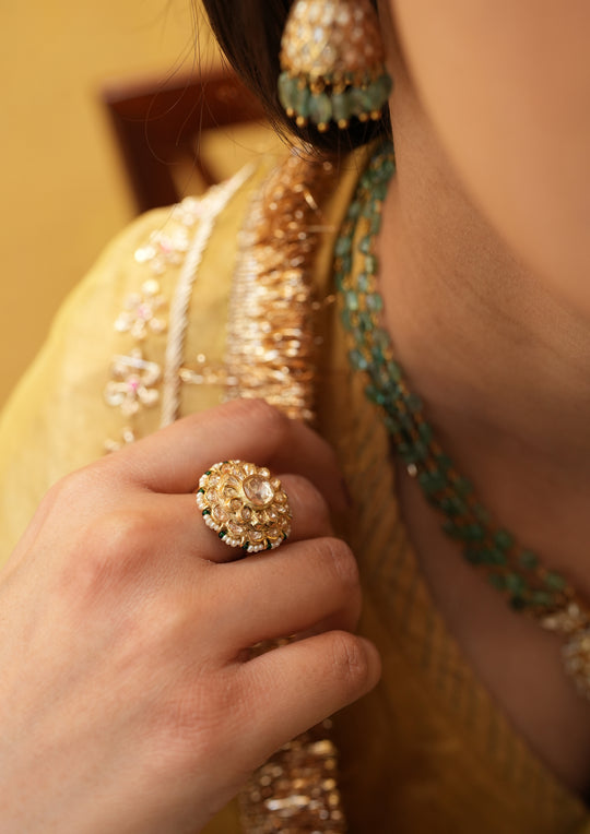 Sterling Silver Classic Polki Pachikari Ring