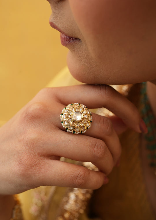 Sterling Silver Classic Polki Pachikari Ring