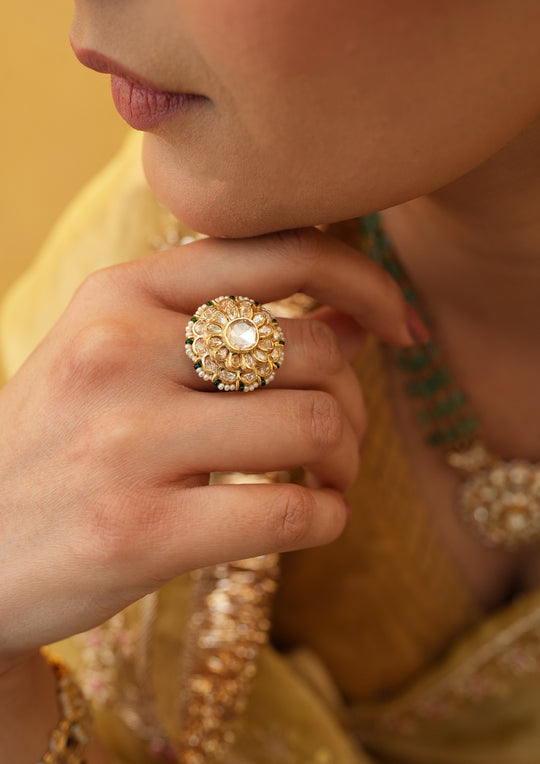 Sterling Silver Classic Polki Pachikari Ring