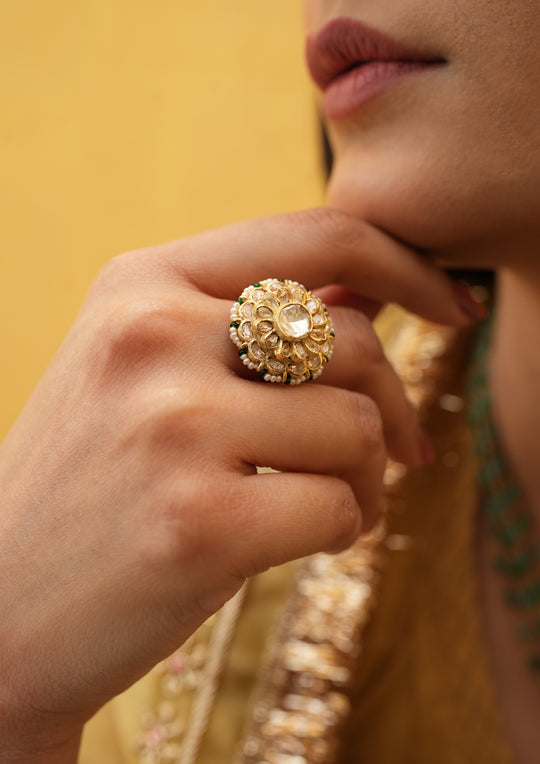 Sterling Silver Classic Polki Pachikari Ring