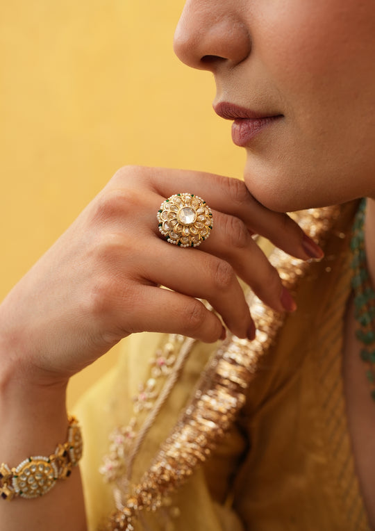 Sterling Silver Classic Polki Pachikari Ring