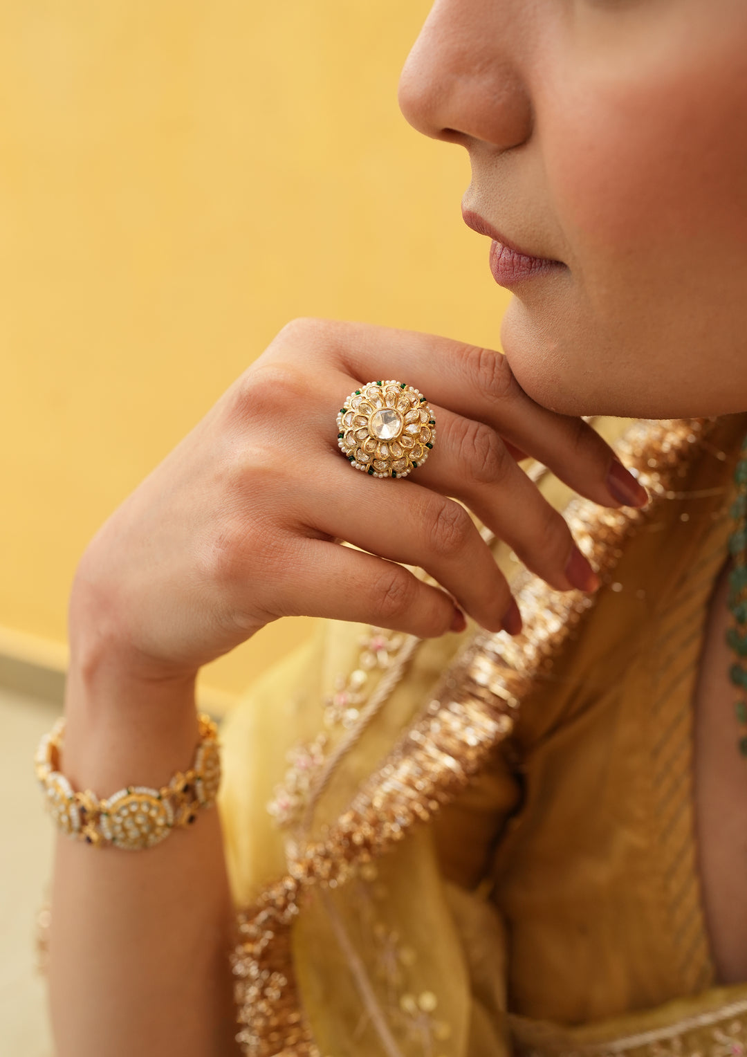 Sterling Silver Classic Polki Pachikari Ring