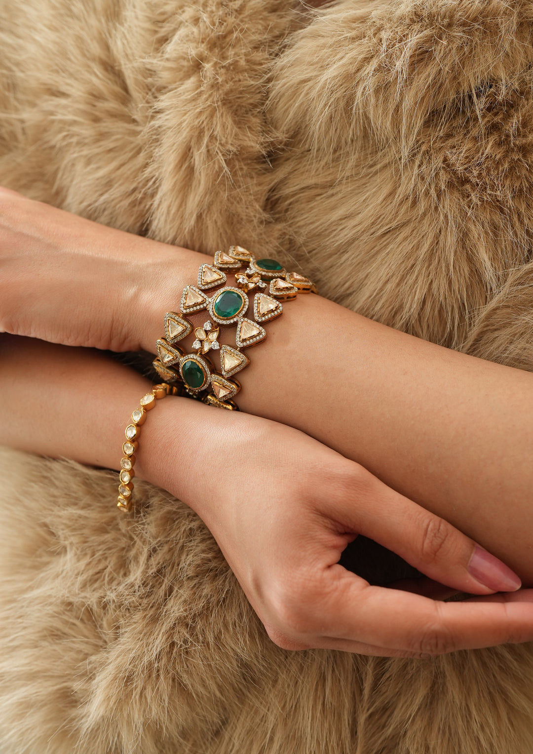 Sterling Silver Valentina Kundan Bracelet