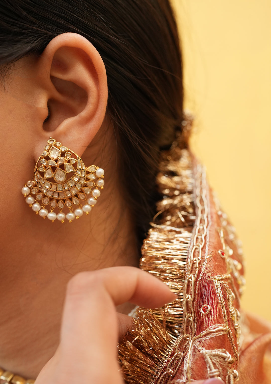 Sterling Silver Sohni Polki Chaandbali