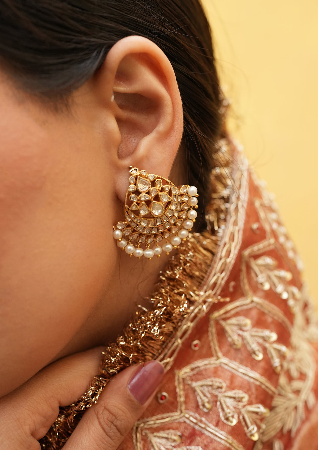 Sterling Silver Sohni Polki Chaandbali