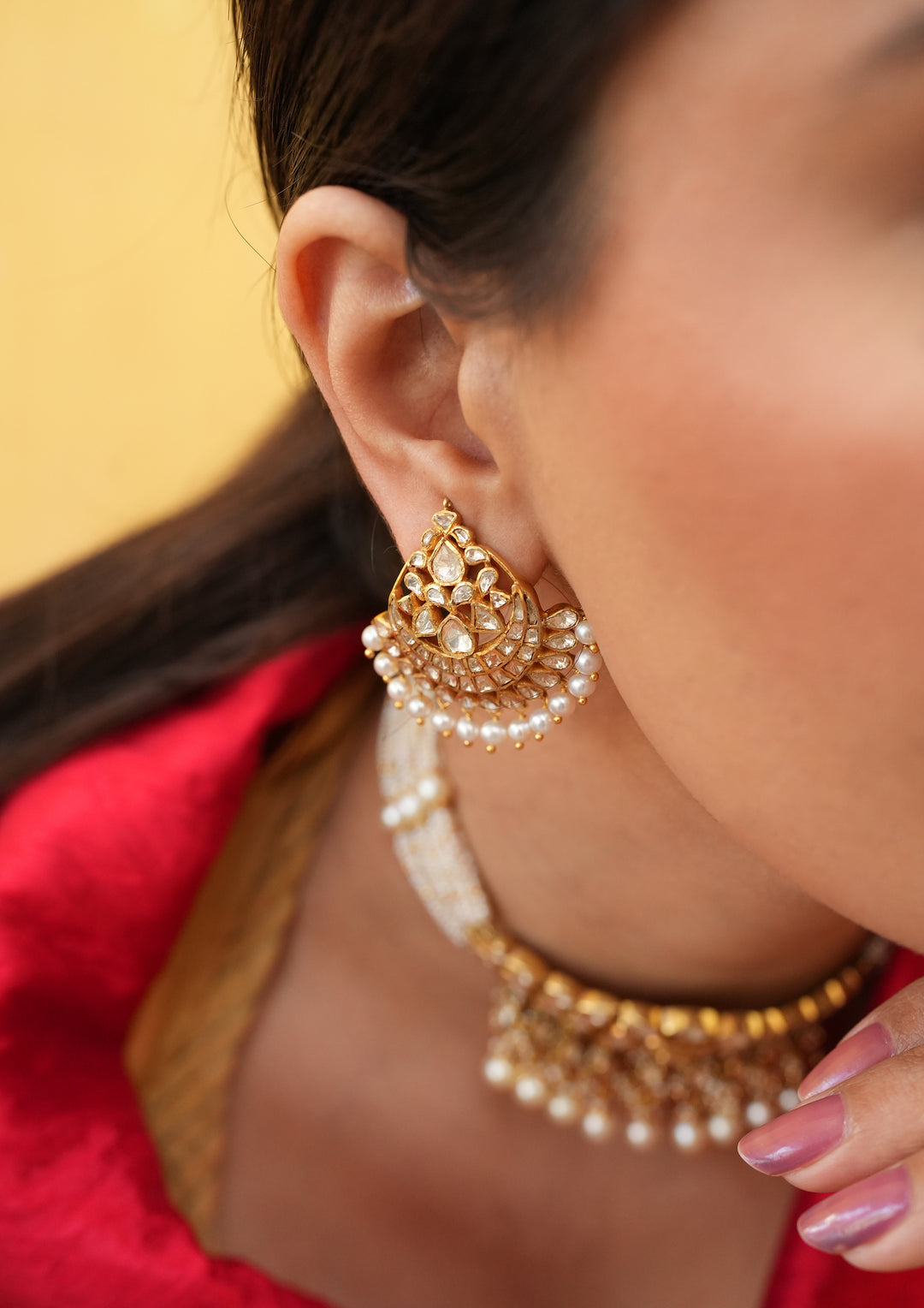 Sterling Silver Sohni Polki Chaandbali