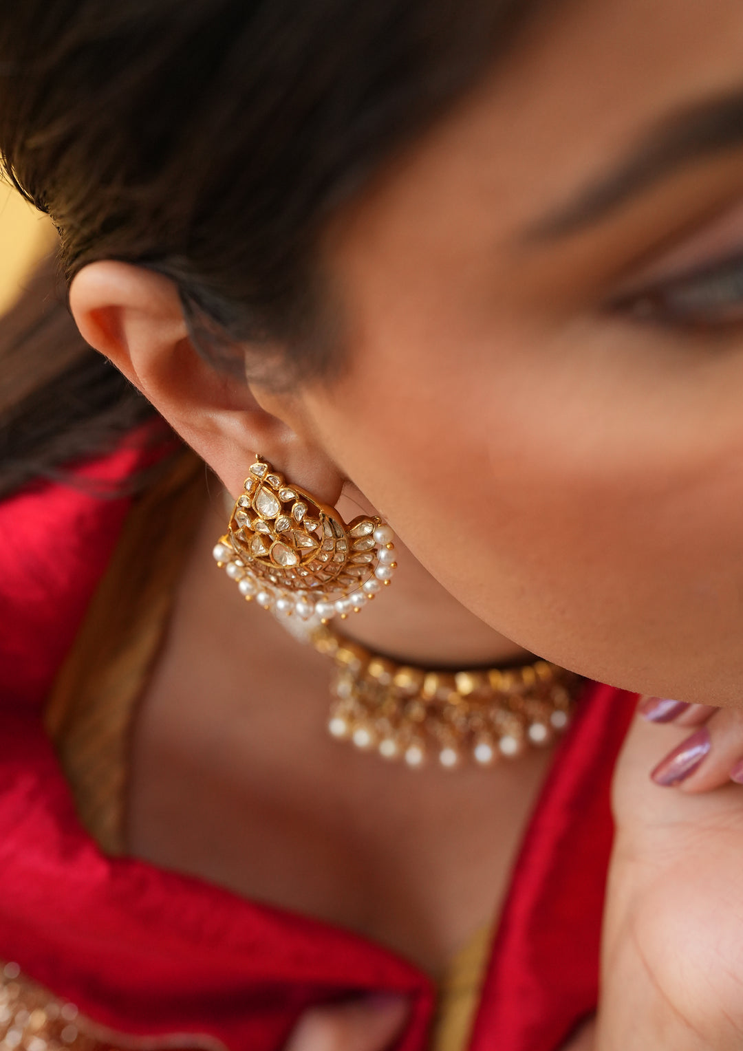 Sterling Silver Sohni Polki Chaandbali