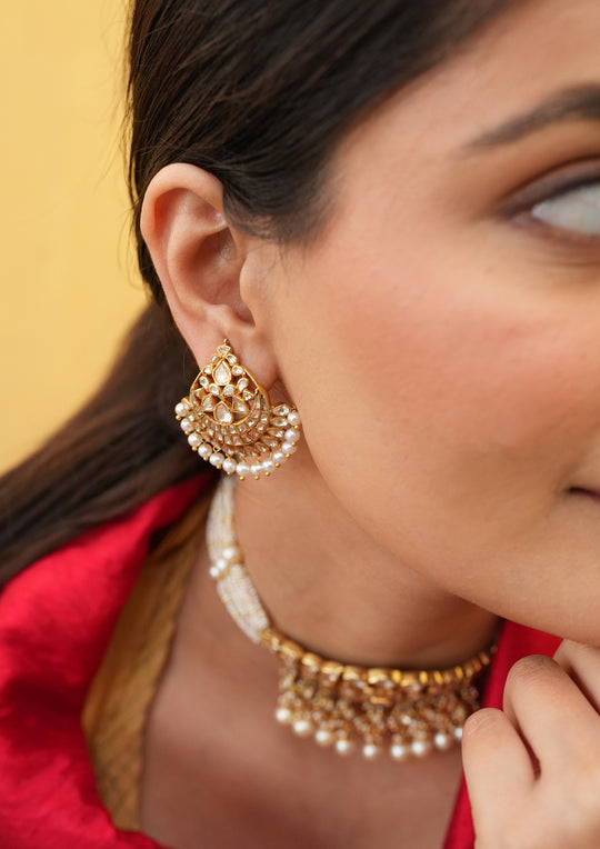 Sterling Silver Sohni Polki Chaandbali