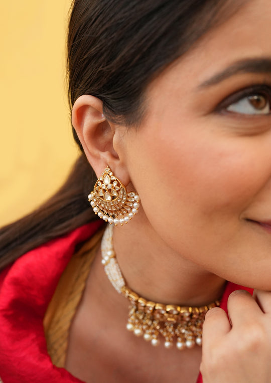 Sterling Silver Sohni Polki Chaandbali