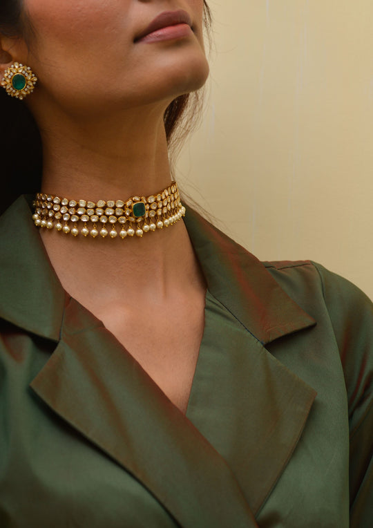 Sterling Silver Green Victoria Necklace