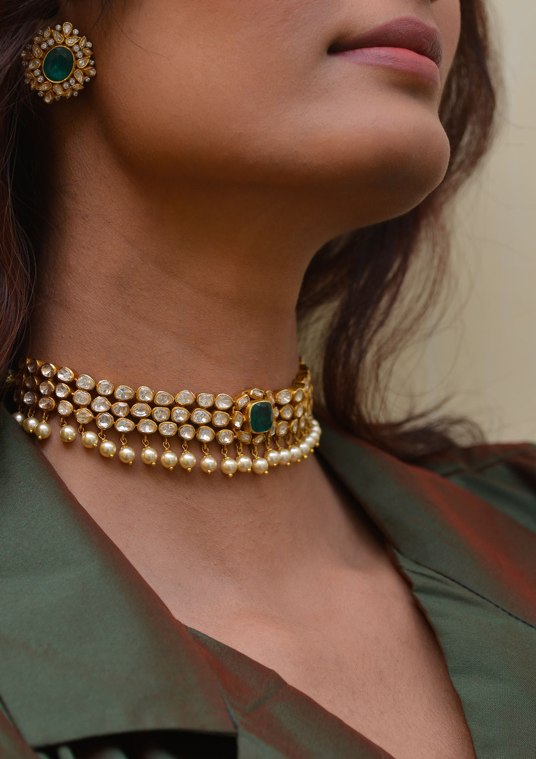 Sterling Silver Green Victoria Necklace