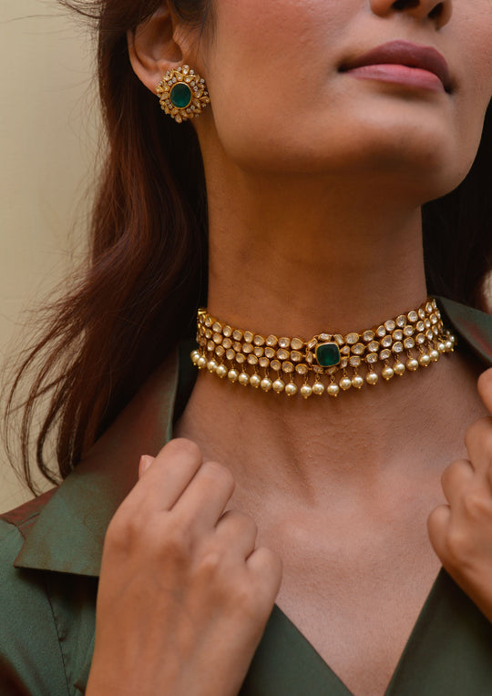 Sterling Silver Green Victoria Necklace