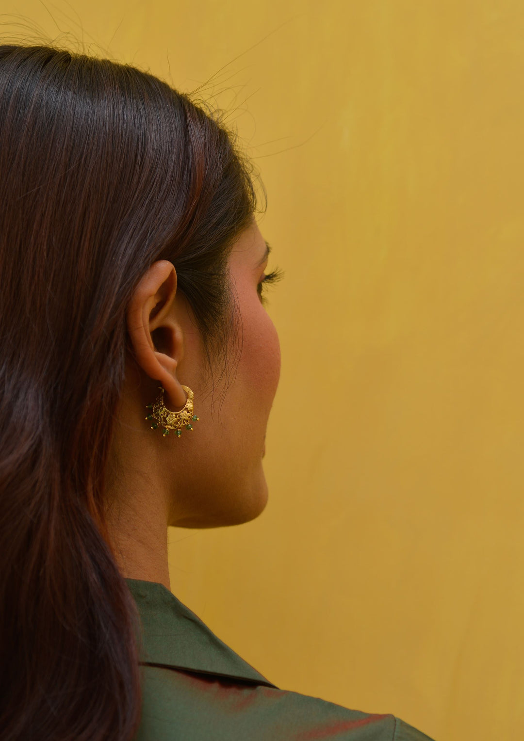 Basket Baali Earrings with Emeralds