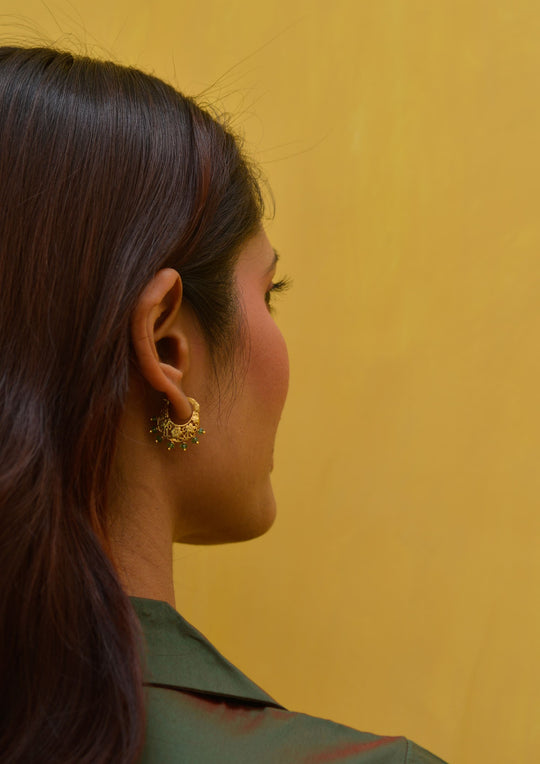 Basket Baali Earrings with Emeralds