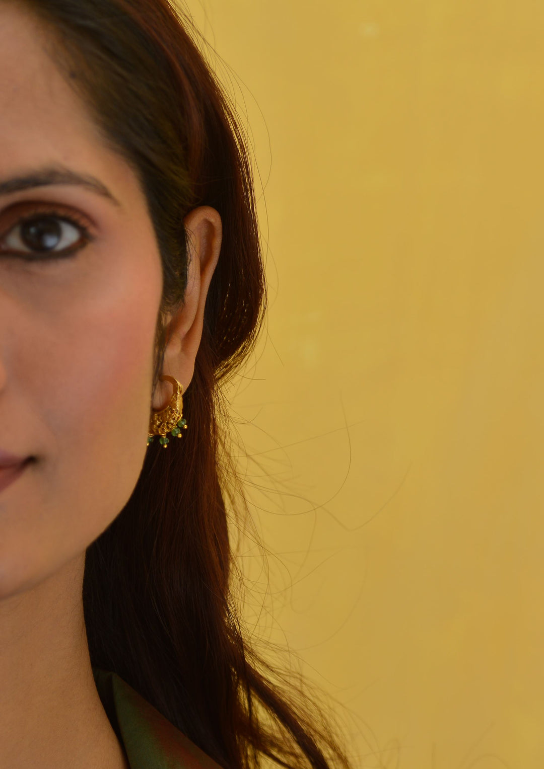 Basket Baali Earrings with Emeralds