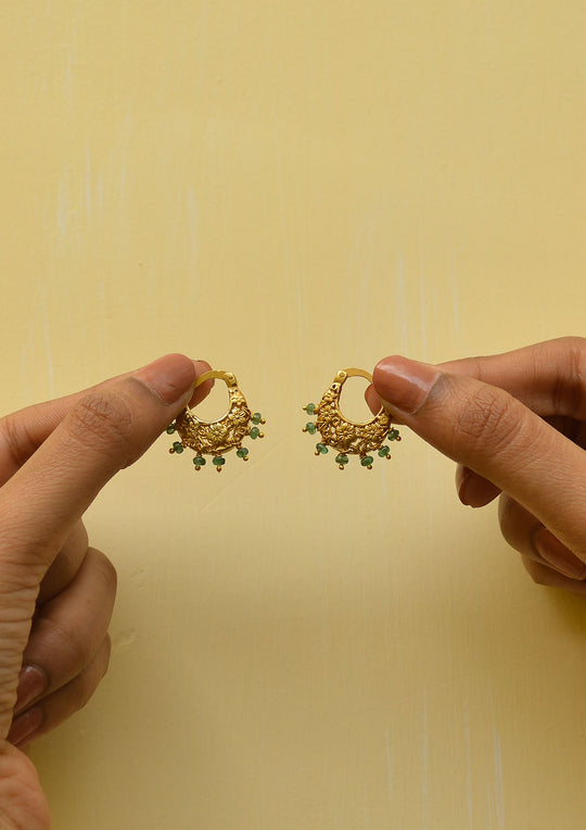 Basket Baali Earrings with Emeralds