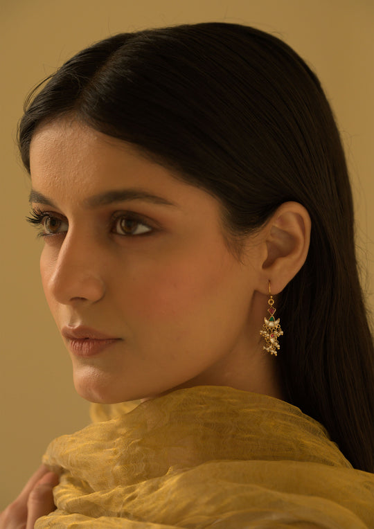 Amira Multicolored Kundan Fish Hook Earrings
