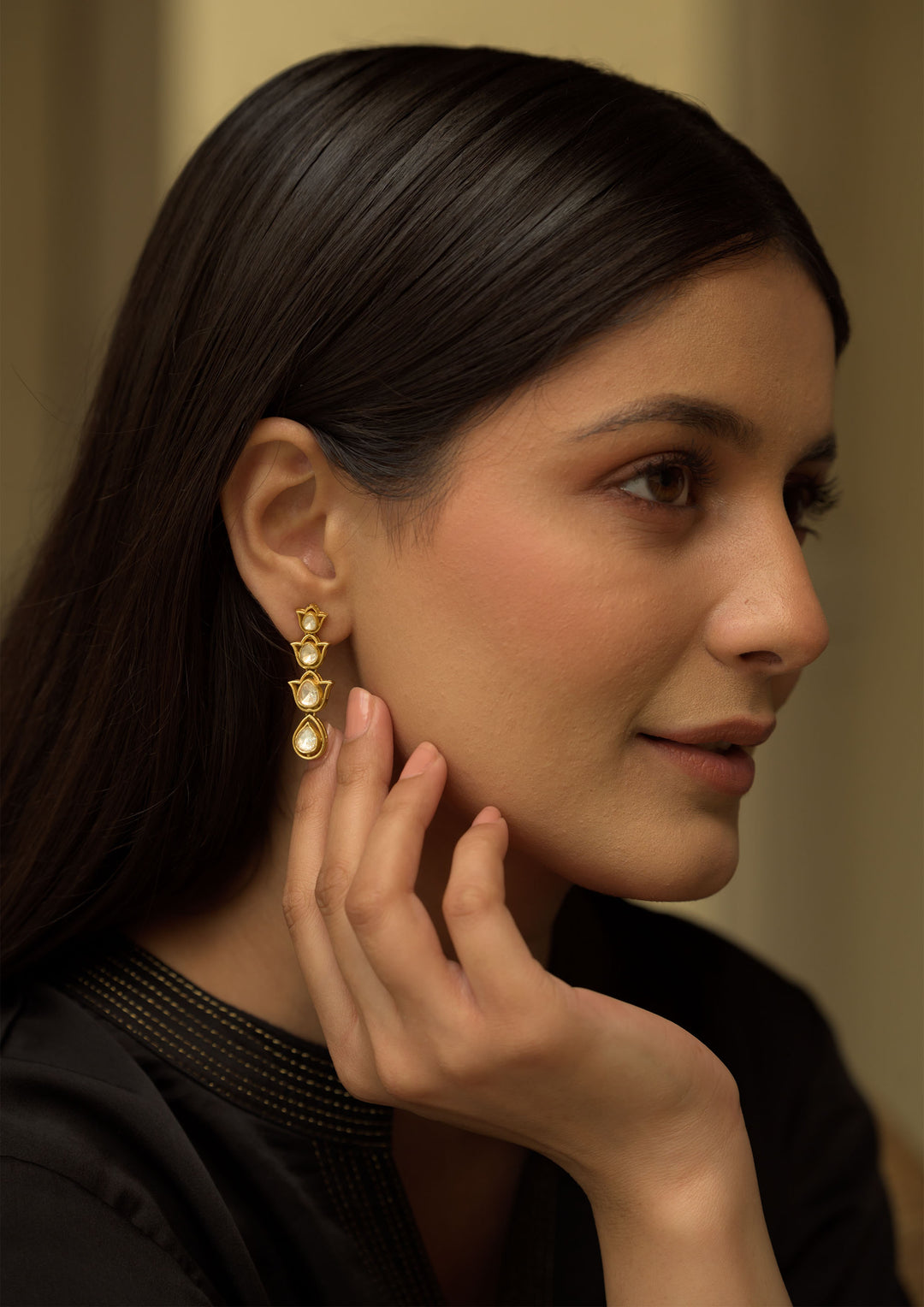 Sterling Silver Gulbahaar Kundan Earrings