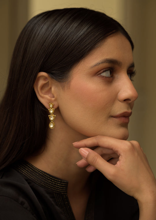Sterling Silver Gulbahaar Kundan Earrings