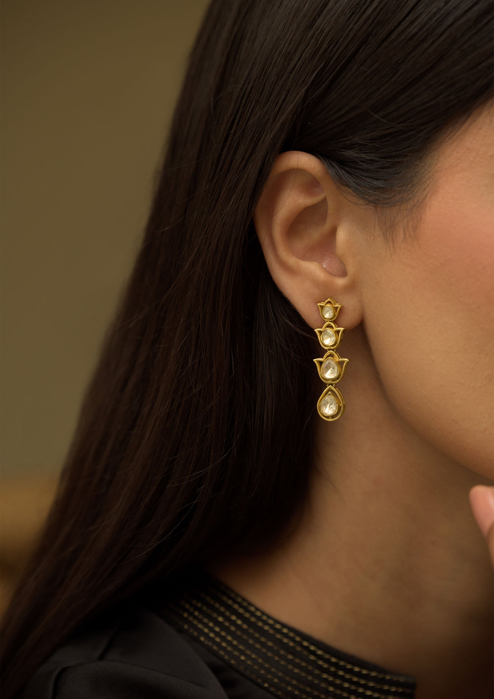Sterling Silver Gulbahaar Kundan Earrings