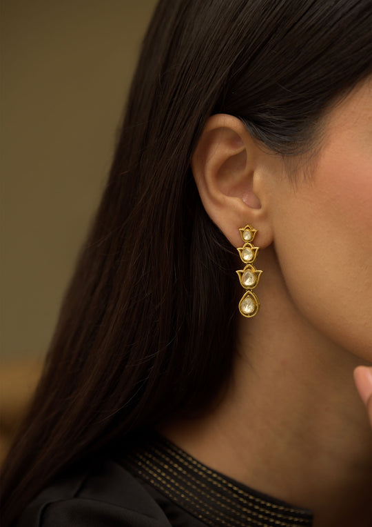 Sterling Silver Gulbahaar Kundan Earrings