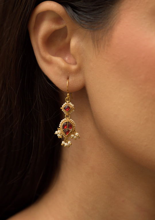 Laila Tourmaline and Pearl Fishhook Earrings