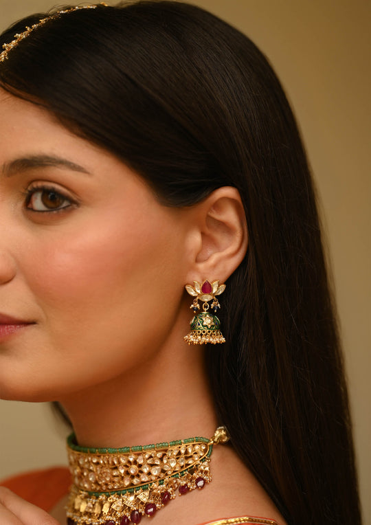 Sterling Silver Padmakunja Jhumka Earrings