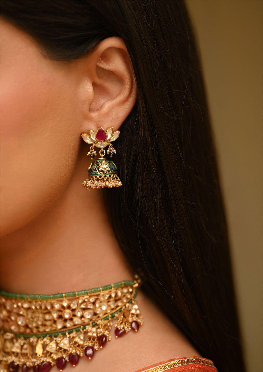 Sterling Silver Padmakunja Jhumka Earrings