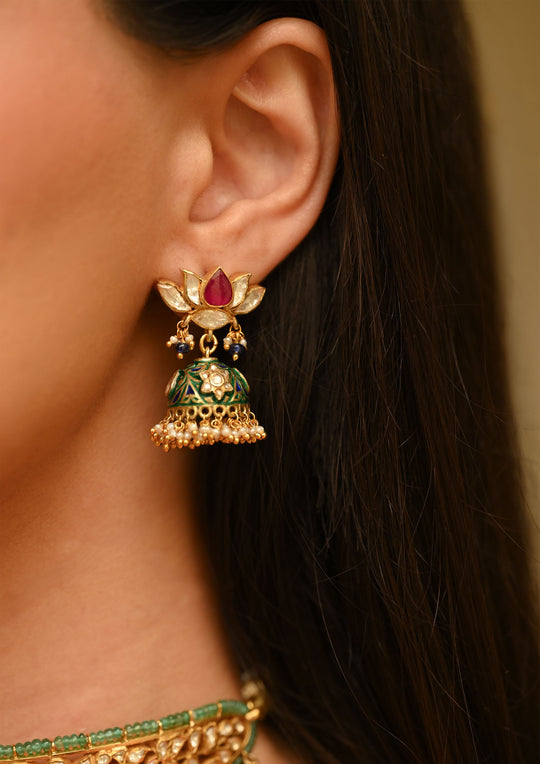 Sterling Silver Padmakunja Jhumka Earrings