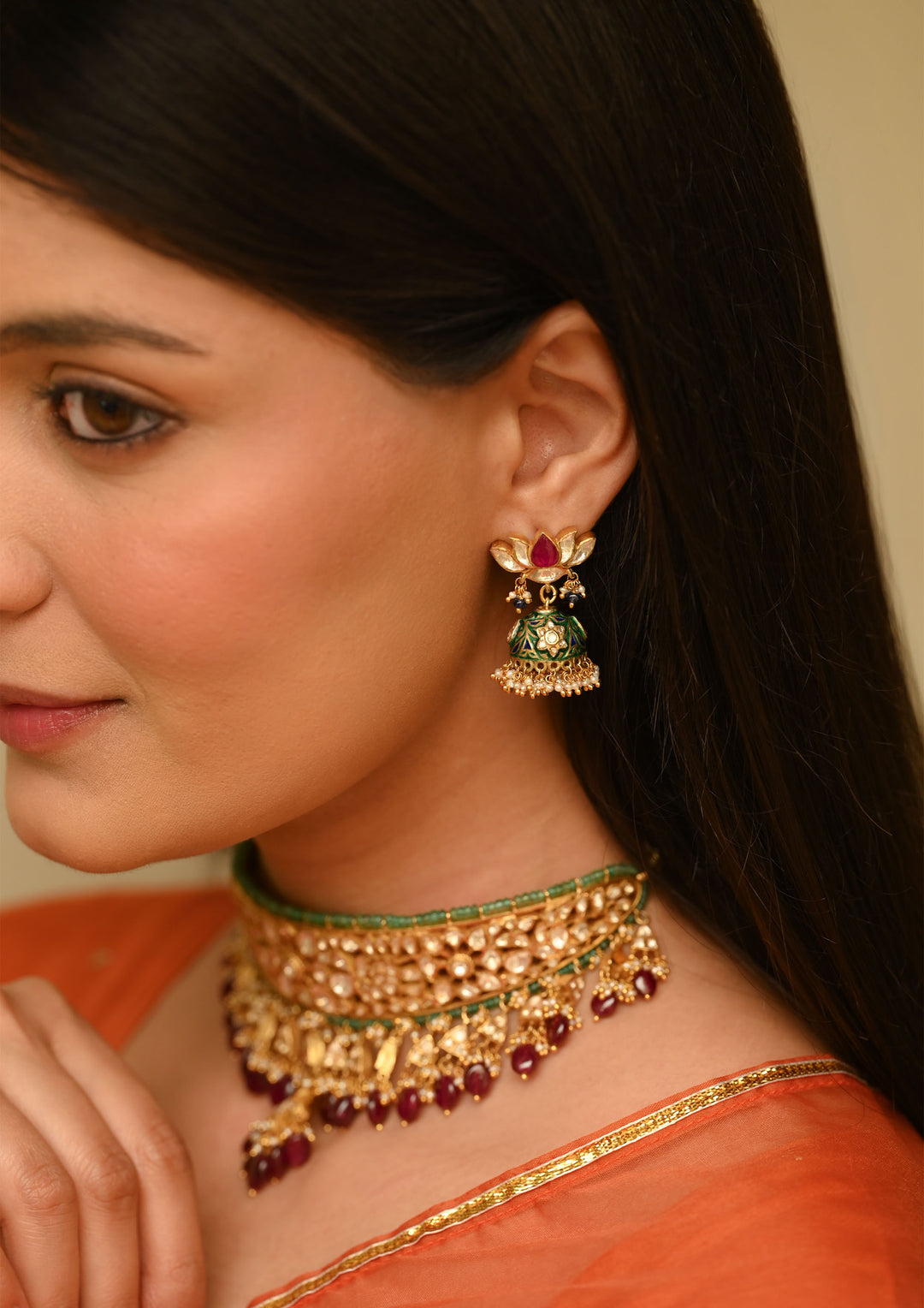Sterling Silver Padmakunja Jhumka Earrings
