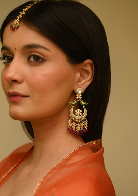 Sterling Silver Gulbagh Chaandbali Earrings