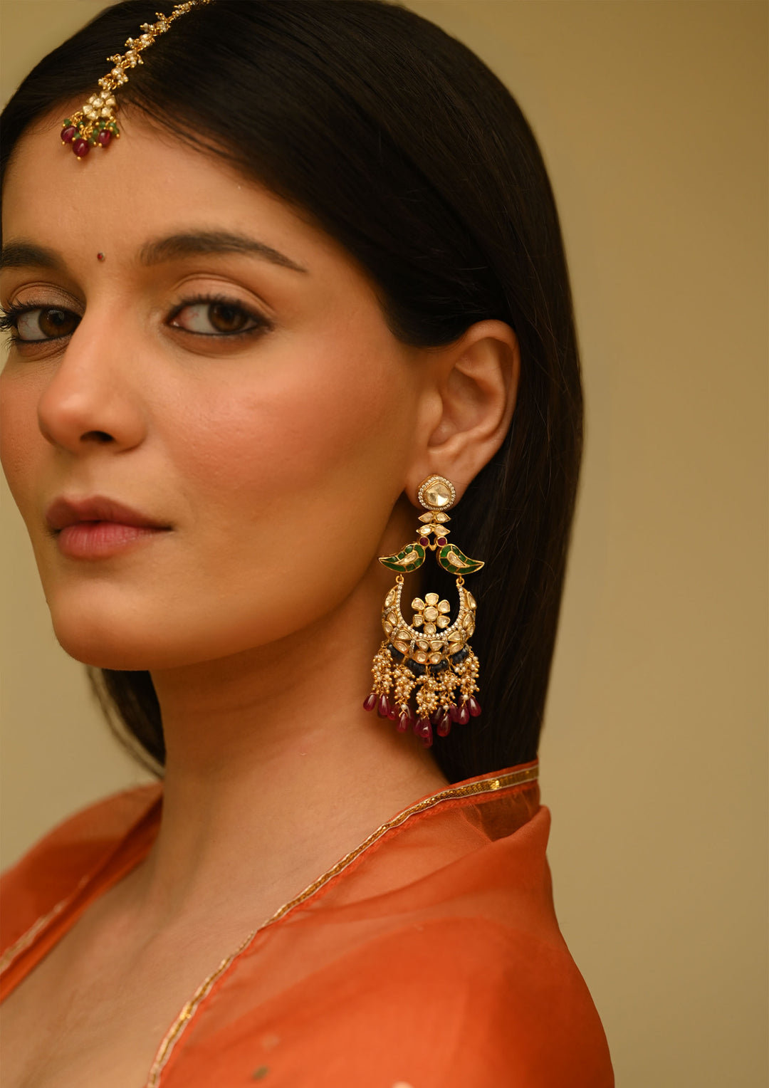 Sterling Silver Gulbagh Chaandbali Earrings