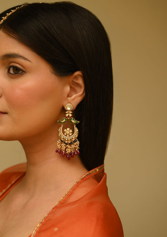 Sterling Silver Gulbagh Chaandbali Earrings