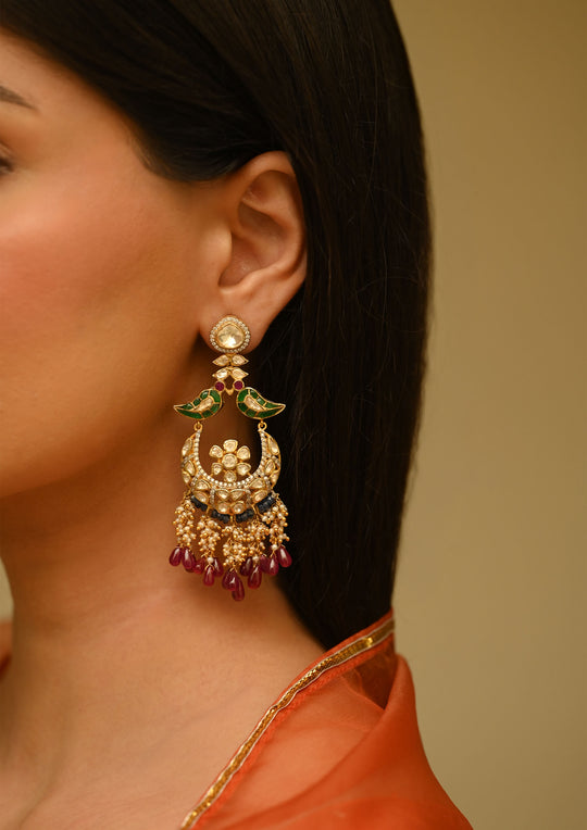 Sterling Silver Gulbagh Chaandbali Earrings