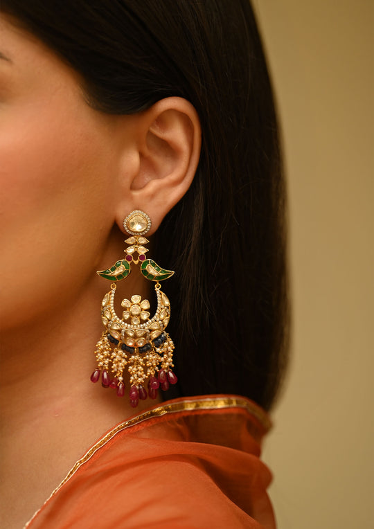 Sterling Silver Gulbagh Chaandbali Earrings