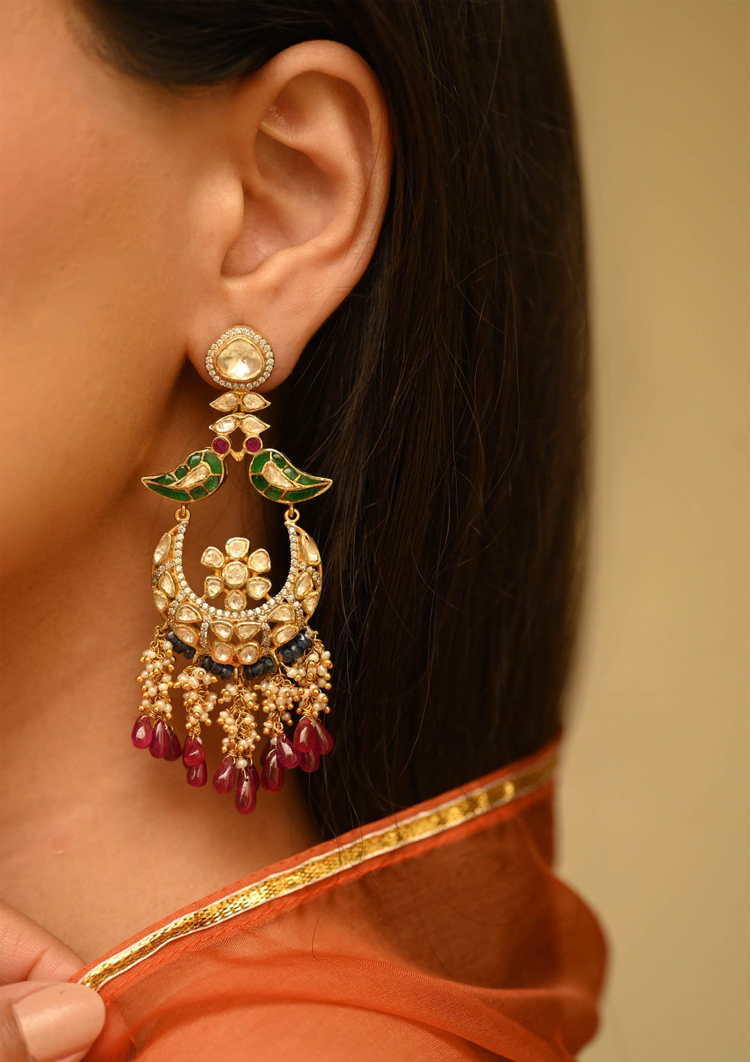 Sterling Silver Gulbagh Chaandbali Earrings
