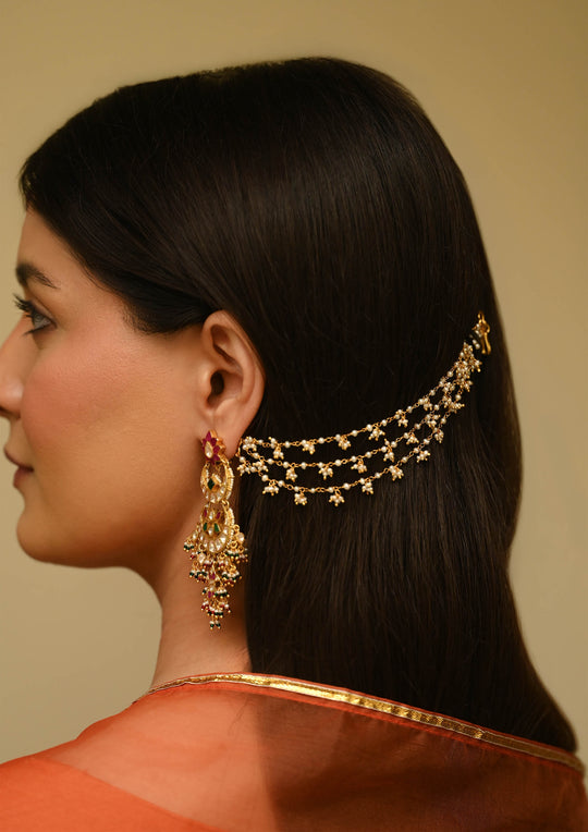Gayatri Triple Line Hair Chain (Pair)