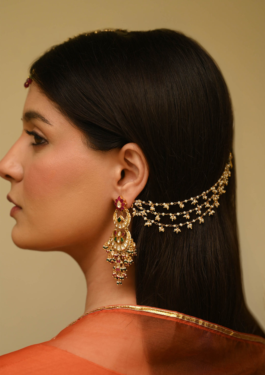Gayatri Triple Line Hair Chain (Pair)