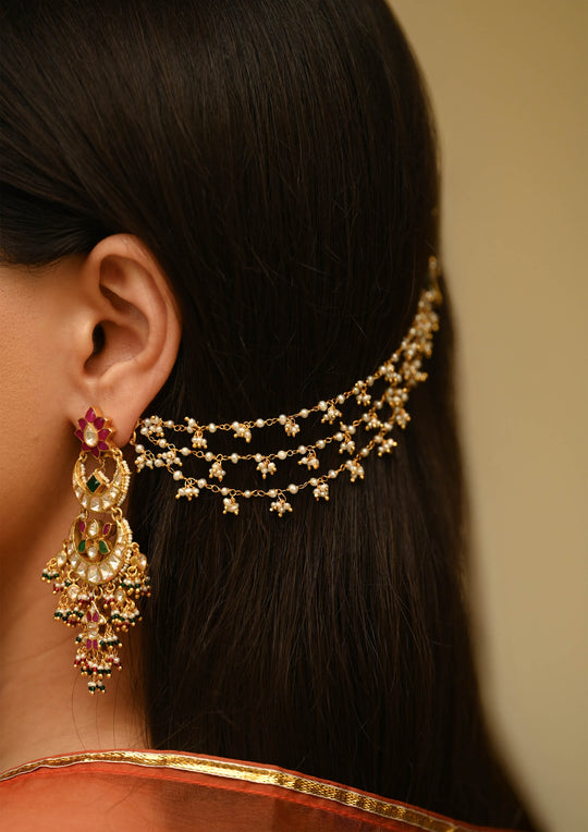Gayatri Triple Line Hair Chain (Pair)