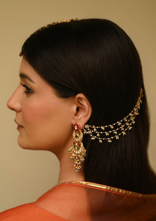 Gayatri Triple Line Hair Chain (Pair)