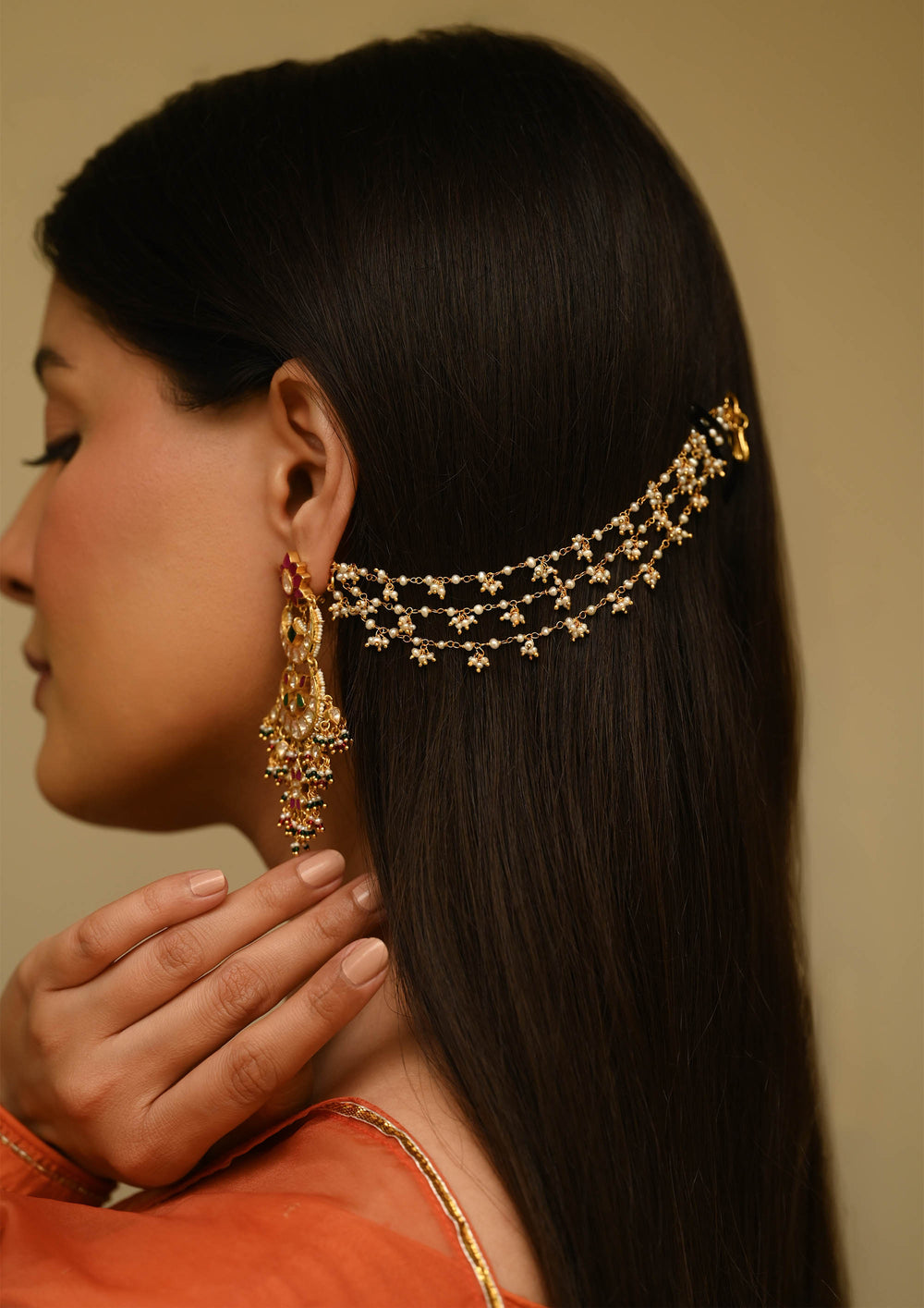 Gayatri Triple Line Hair Chain (Pair)