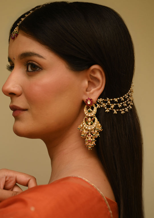 Gayatri Triple Line Hair Chain (Pair)