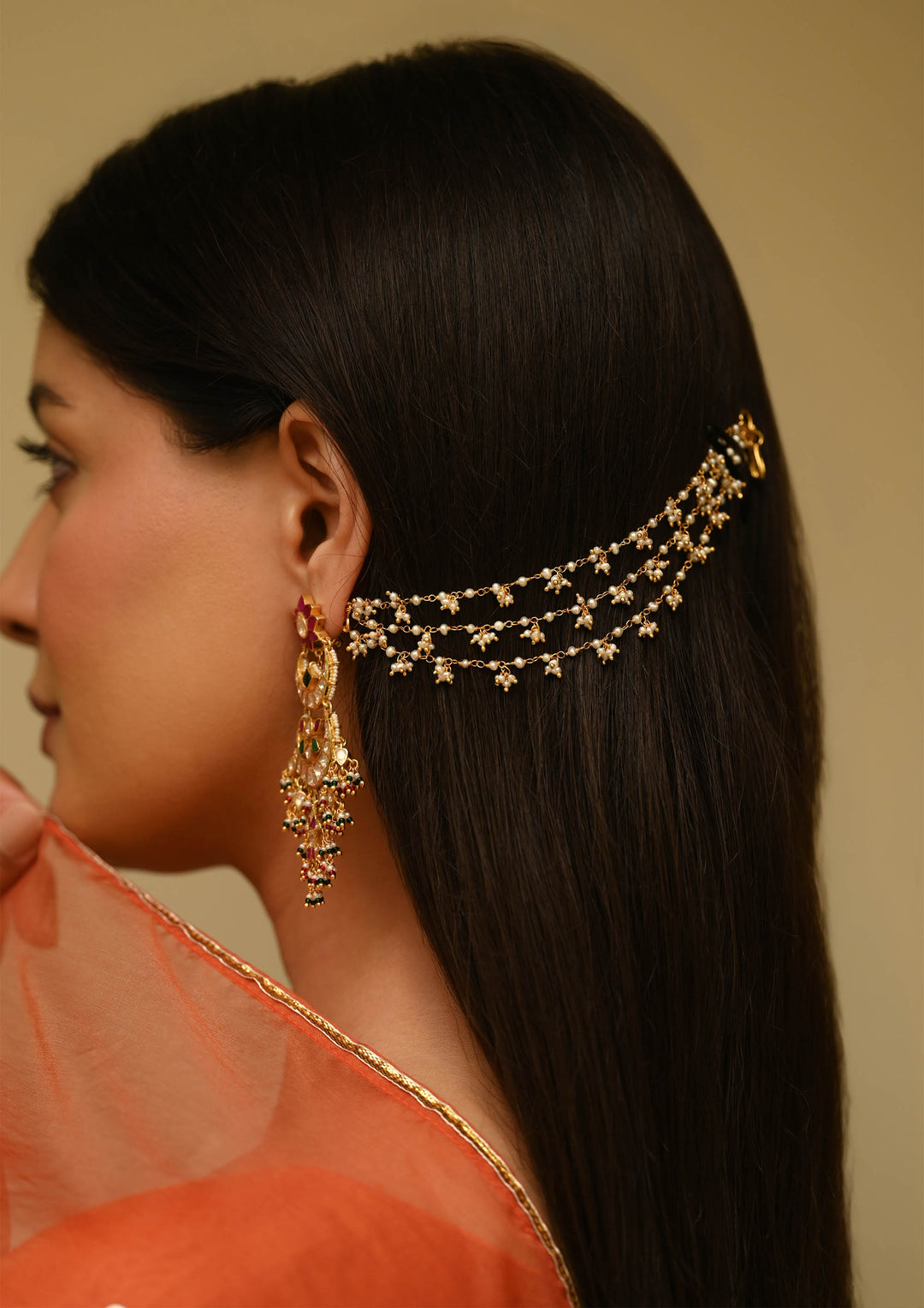 Gayatri Triple Line Hair Chain (Pair)