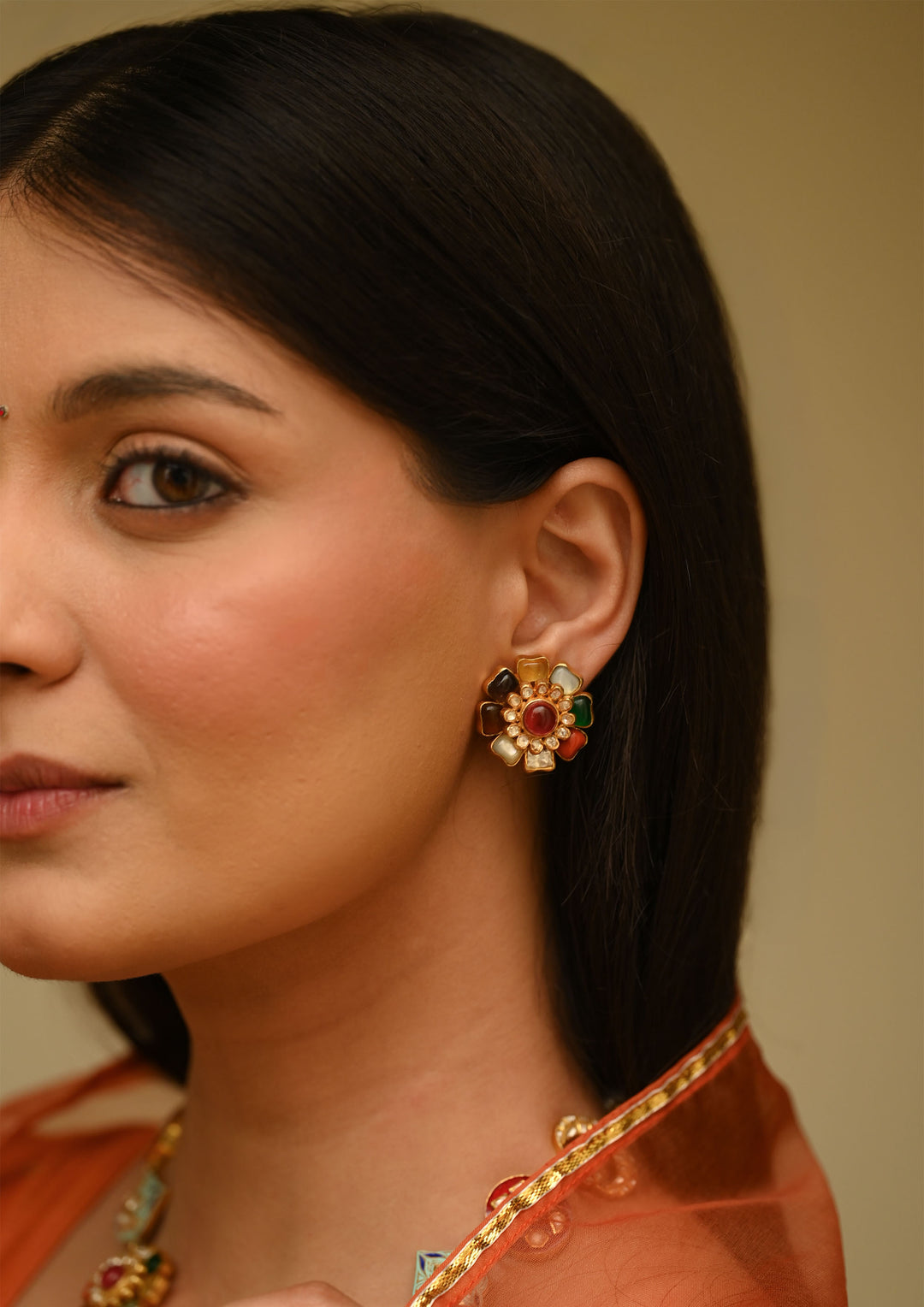 Sterling Silver Navrasa Detachable Studs Earrings