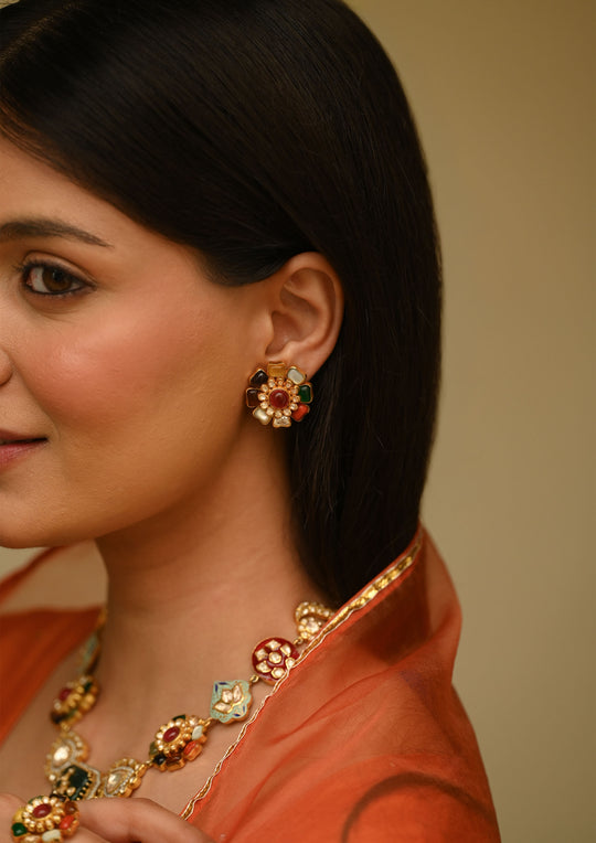 Sterling Silver Navrasa Detachable Studs Earrings